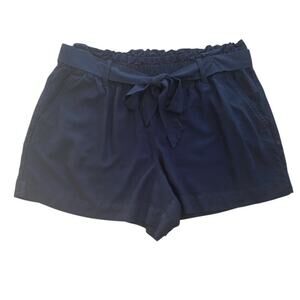 LOFT Navy Blue Paper bag Shorts with Tie Belt - XL